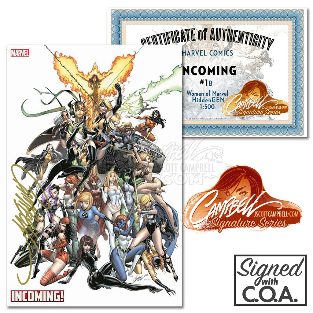 Incoming #1 INCENTIVE 1:500 Women of Marvel GEM J. Scott Campbell (2019) WHITE - Image 2